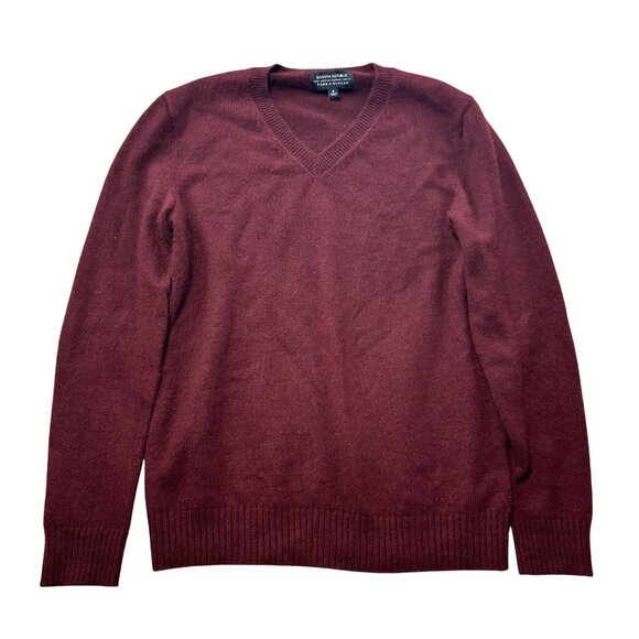Banana Republic Todd & Duncan Mens M Burgundy V-Neck 100% Cashmere Sweater - Picture 1 of 5